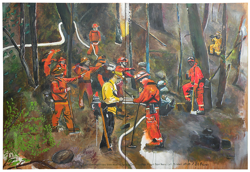 David Johnson and Patrick Cant, Alder Conservation Camp Inmate Hand Crew Fighting the Glass Fire, 2021